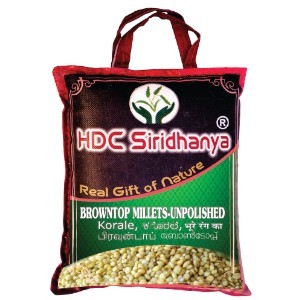 SIRIDHANYA Unpolished & Organic positive  Brown_top Millet 920g Vacuum Packed (12 Months Shelf Life) Organically Grown from Karnataka Gross wt 1kg.