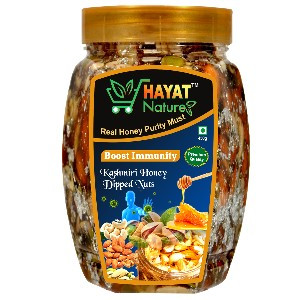 Hayat Nature Honey mixed dry fruits and nuts |with Silver Vark 100% Immunity & Energy Booster (450 Grm Pack of 1)