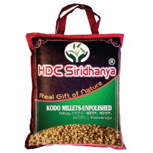 SIRIDHANYA Unpolished & Organic positive Kodo Millet 920g Vacuum Packed (12 Months Shelf Life) Organically Grown from Karnataka Gross wt 1kg.